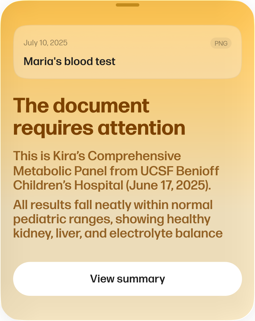 Maria's blood test — the document requires attention