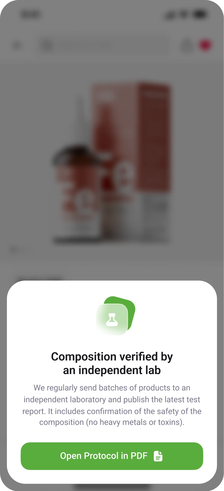 Lower half of the independent-lab composition-verified interface